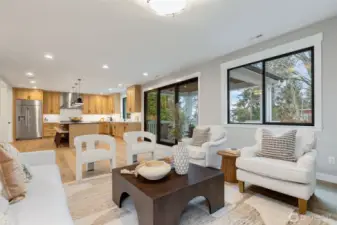 Engineered Bamboo Hardwood floors, 9 feet ceilings and wired systems for speakers, security, entertainment and lighting.