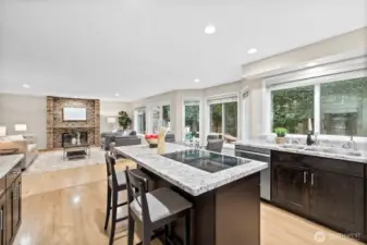 Well laid out kitchen with a eat-in island.