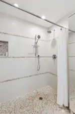 Remodeled walk in shower in primary bath!