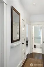 Hardwood flooring in entry, dining room and living room