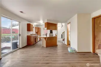 This is a view of the kitchen from the family room.