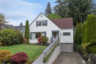 One car attached garage with electric door opener