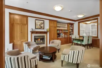 The community lobby is a perfect space to read, relax, visit with friends or work.