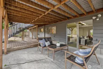 Patio under deck.