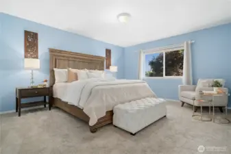 The primary suite offers respite at the end of the day.