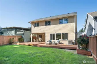 Oversized, partially-covered deck for year-round use.