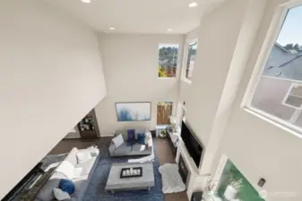 View of great room from loft