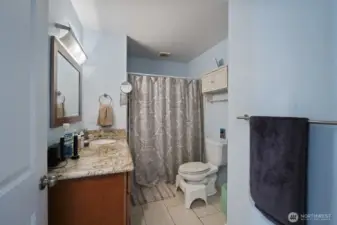 Full bath on the upper level