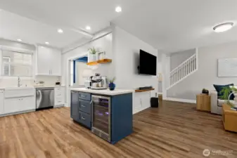 Perfect PNW moment: Coffee Bar and Wine Fridge.  Let's entertain!