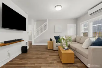 The casual living space is  complete with brand new Mini Split and High Tech wiring for relaxing!