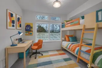 Virtually staged 2nd bedroom