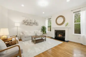 Cozy fireplace makes a great feature in the fireplace