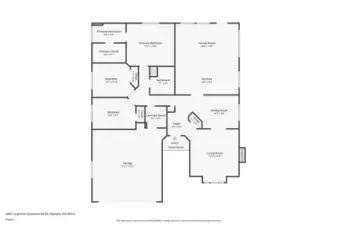 The floorplan makes the house easy to understand the second you look at it. Formal living and dining sit up front for holidays and company, then the layout loops you into the kitchen and family room where everyday life actually happens. From there the hall leads to the bedrooms and quietly circles back to the foyer again. It flows naturally so people can spread out instead of stacking on top of each other, and the primary suite sits apart from the other two bedrooms so you’re not sharing walls when someone’s up early or up late.
