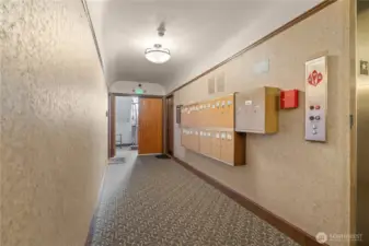 Mailboxes just inside the main entrance