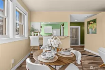 Looking towards dining, living area entrance, & kitchen