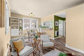 living,,dining, kitchen from the far wall