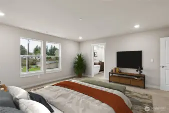 Spacious primary bedroom virtually staged.