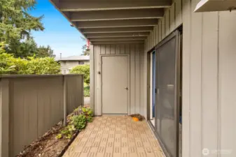 Storage closet off patio