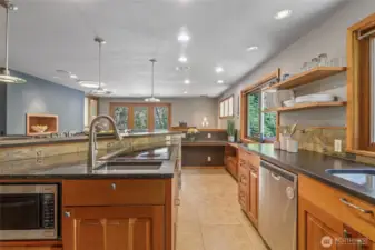 Prep Sink and Under Counter Microwave to Save Counter Space