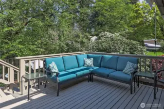 Deck Off of Dining Overlooking the Pool and Forest