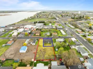 Red outline is the flag lot separately listed.
