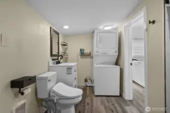 Ensuite bathroom and laundry combo.