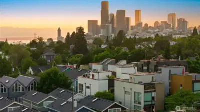 Incredible skyline views from the rooftop deck.