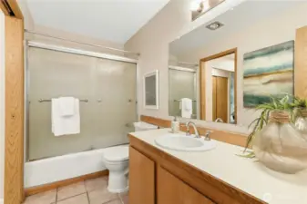 Full size bathroom off primary and entry.