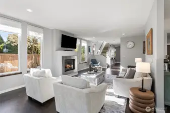 Huge windows and cozy gas fireplace!