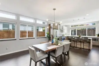 The dining space can easily accommodate large and small gatherings!