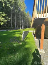 Big back yard with greem space