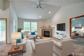 Living room virtually staged.