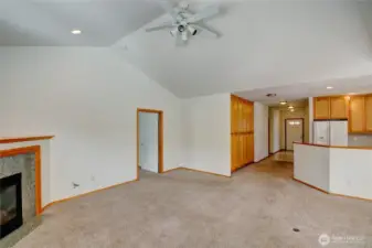 Primary bedroom virtually staged.