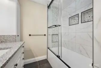 Hall Bath: Custom Tile Shower Surround