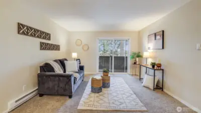 Living room offers direct access to your private balcony for indoor/outdoor living.