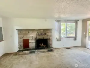 Wood Fireplace in Living Room