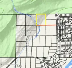 red line indicates easement access