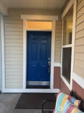 Freshly painted front door.