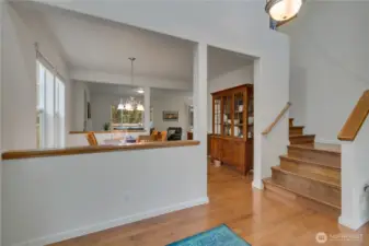 Front entry with soaring ceilings.