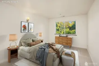 Bedroom with peaceful views and double closet