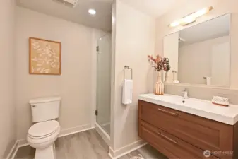 Updated downstairs bathroom.