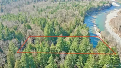 Overhead view with approximate boundaries in red.