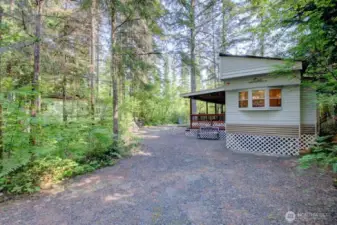 Gravel lot for ease of use and room to enjoy the outside