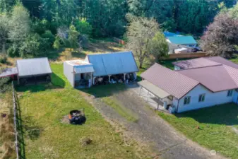 Drone view Of side & rear of home.  Lots of yard space!