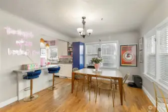 Dining room into the kitchen