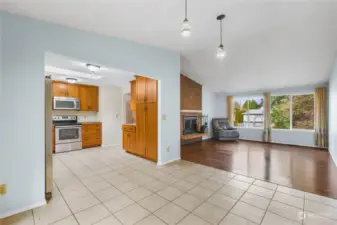 Dining Room looking into Kitchen and Main Living Room