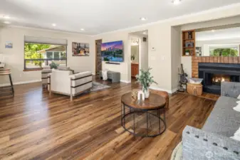 With cozy wood burning fireplace and built in cabinetry