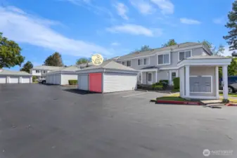 Garage for this unit. Door highlighted in pic.