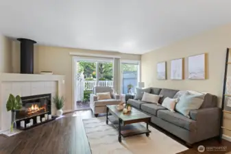 Wood burning fireplace