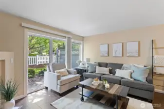 Patio door to patio and storage space